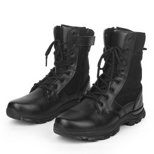 Black Leather Men Boots Military Boots